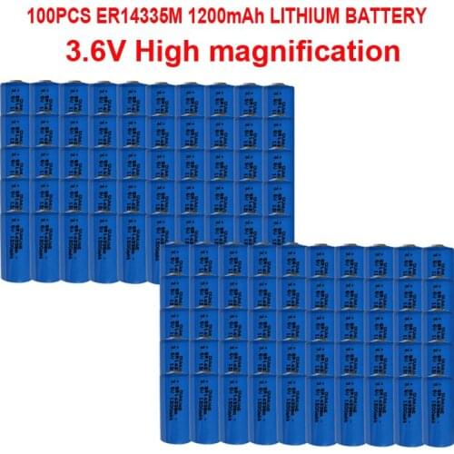 100PCS 3.6V ER14335M 14335 1200mah LiSOCL2 battery 2/3AA High magnification Lithium batteries for memory backup video camera