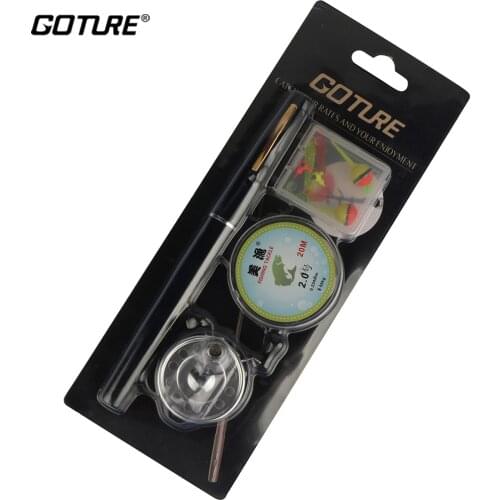 Mini Pocket Ice Fly Fishing Reel and Rod Combos Set Aluminum Alloy Pen Fishing Pole Saltwater Freshwater Extended 1.34m