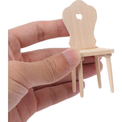 New 1:12 Dollhouse Miniature Mini Heart shaped Wood Chair Furniture Model Toys Accessories