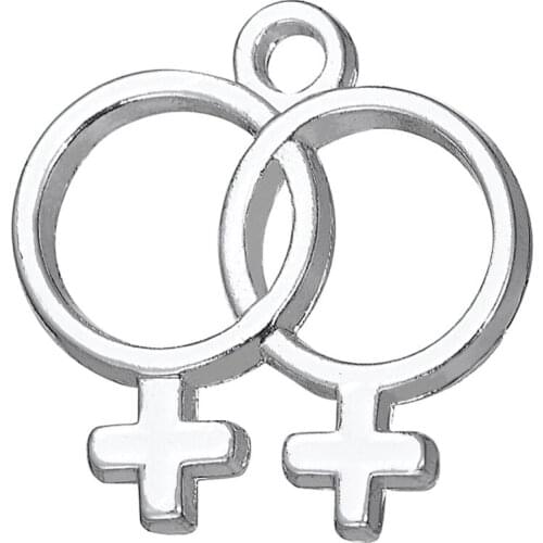 RAINXTAR Fashion Bright Silver Color Alloy Gay Lezbian Symbol Charms 17*18mm 10pcs AAC853