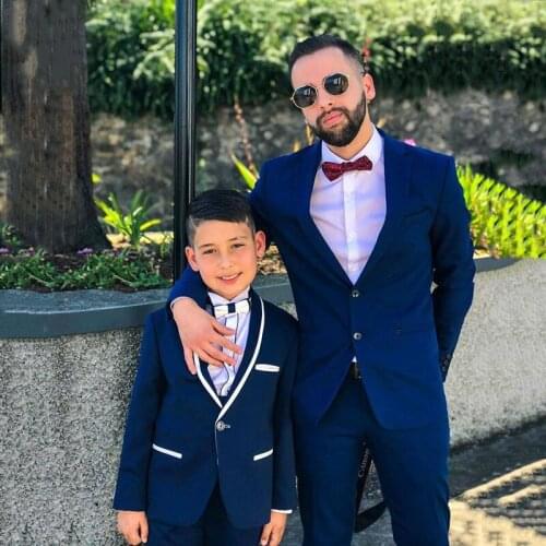 Custom Made Blue Mens Suits Slim Fit Two PCs Groomsmen Wedding Tuxedos For Men Shawl Lapel Formal Prom Suit (Jacket+Pant)