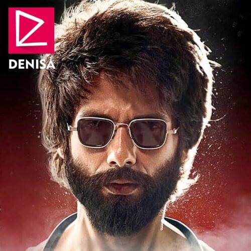 DENISA Luxury Brand Vintage Square Sunglasses For Men Kabir Singh Sunglasses Small Rectangle Glasses Mirror Shades For Men G8017