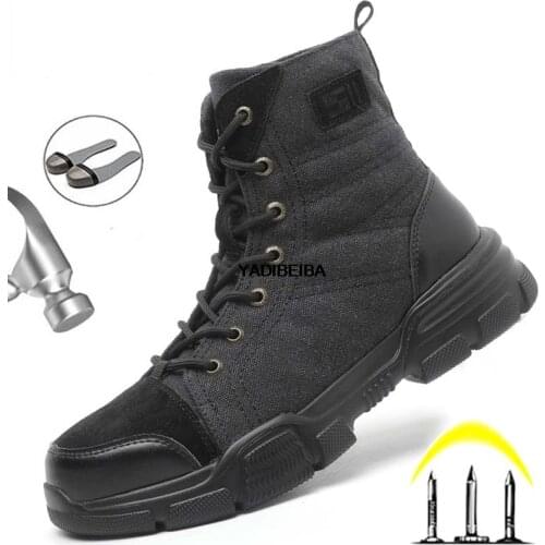 Security Steel Toe Boots for Men Military Work Boots Indestructible Work Shoes Desert Combat Safety Boots Army Safety Shoes Men