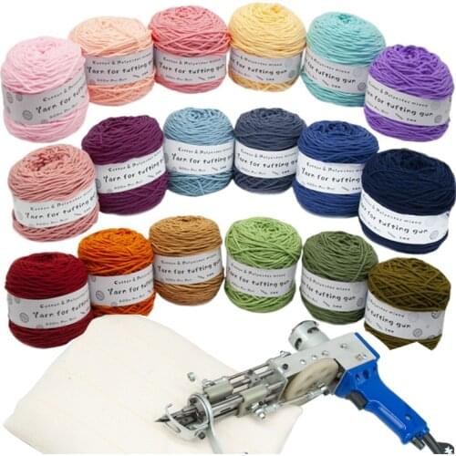 Solid Tufting Yarn 8 Strands Cotton Yarn For Tufting Gun Monk Cloth 6roll/set 200M 24Color Knitting Thread Poke Embroidery