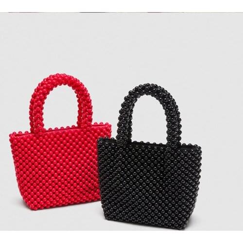 Pure Color Imitation Pearl Beaded Bag Fashion Dinner Handbag Design Named Bag Wholesale