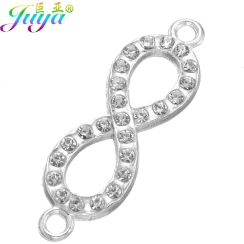 Wholesale 20pieces/lot Cz Rhinestones Gold/Silver Color Infinity Charm Connectors Accessories For DIY Jewelry Making