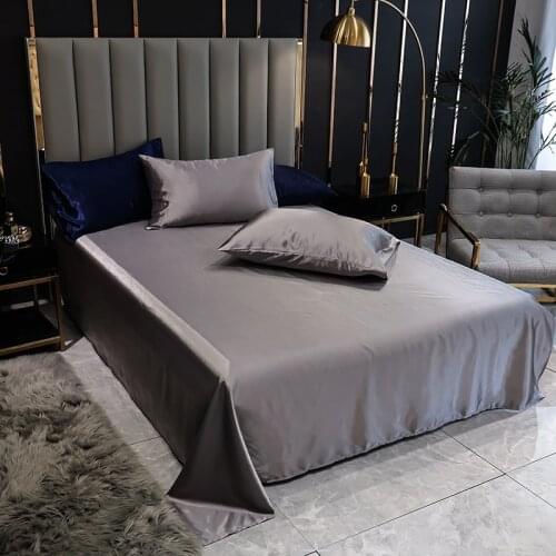 1 pc Bed Sheet Solid Color Single Size Stain Silk Bedsheet Gray Color Flat Sheet For Double Bed Bedclothes For Adult Bedcoverlet