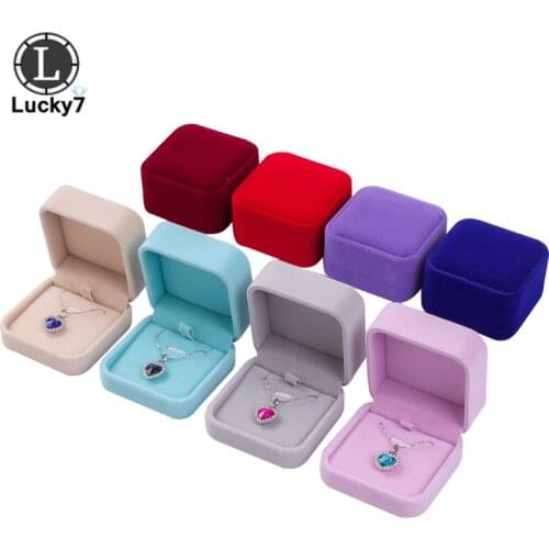 Sale 1 PC High Quality Storage Presentation Necklace Pendant Jewelry Box Velvet Case Earrings Plastic Display Box 12 Colors