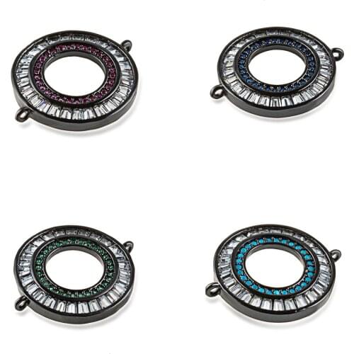 Luxury Ring Diy Jewelry Bracelet Necklace For Making Handmade Accessories Brass Zircon Bracelet Connector Round Finding Hole