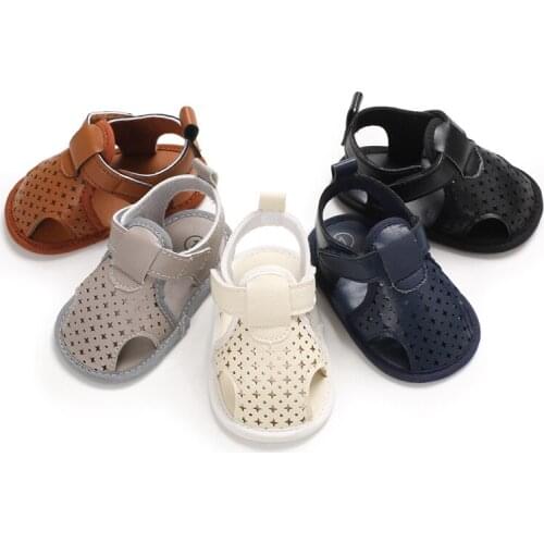 Kids Newborn Baby Boys Fashion Summer Soft Crib Shoes First Walker Anti Slip Sandals Shoe 0-18M