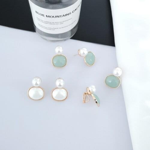 JIOREEE 2 Color High quality pearl Clip on Earrings No Pierced For Women Korean Style Pearl Earrings Party Wedding Jewelry