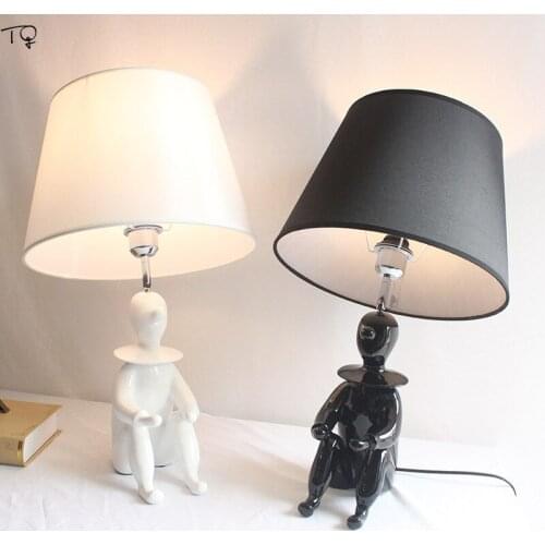 Nordic Creative Doll Clown Cartoon Desk Lamp Modern LED Fabric Lamp Living Room Bedroom Study Childrens Room Decorative Lamp