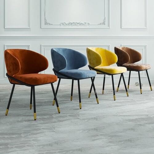 Modern Dining Chairs Kitchen Furniture Simple Flannel Armchair Comfortable Soft Package Restaurant Home Luxury Ins Dining Chair