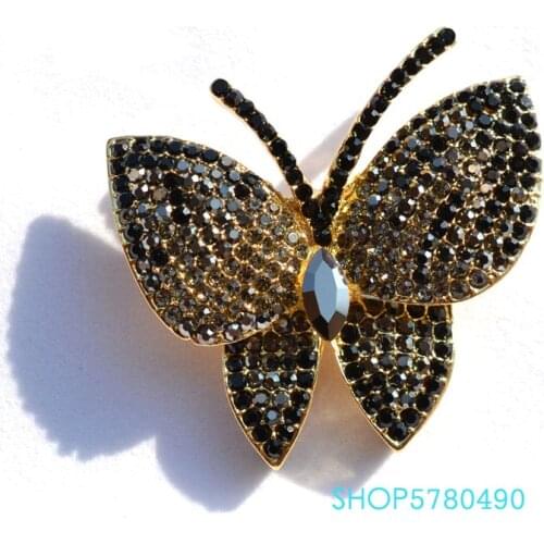 Rhinestone Delicate Butterfly Brooch Rose Color Women Elegant Pin Lady Party Dress Accessories Corsage Ornaments Fashion Jewelry