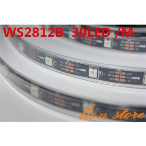 Ip67 5v 5m 30 pixel/m ws2812b led strip Black pcb Addressable ws2811 Built-in 5050 Beads Digital Full Magic Color