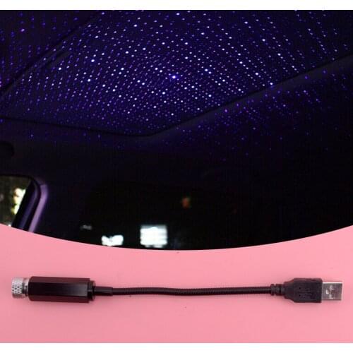 Universal Blue USB LED Car Interior Roof Starry Star Sky Decor Lamp Light Projector 5V