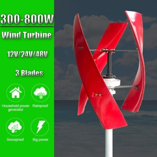 Free Energy 300W 400W 600W 800W Vertical Axis Wind Turbine Generator 12V 24V 48V With MPPT Controller Wind Power For Home