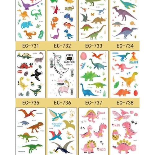 Happy Party Kids Tattoos Cartoon Dinosaur Temporary Tattoos for Girls Boys Birthday Party Favors Christmas Events Gift safe
