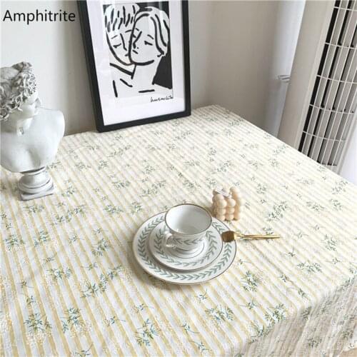Cutelife In Daisy Cotton Yellow Soft Tablecloth Rectangular Embroidery Picnic Table Cover Home Decoration Wedding Table Cloth