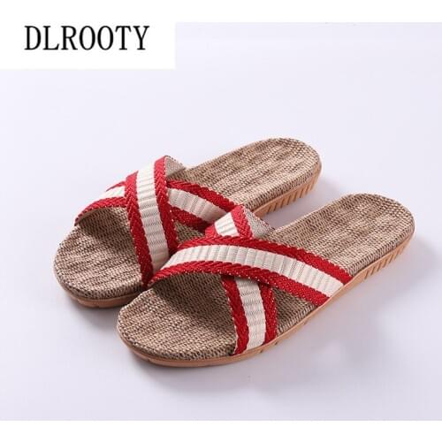Women Slippers Flips Flops 2019 Summer Breathable Shoes Woman Fashion Platform Sandals Slides Non-slip Flat Indoor Hemp