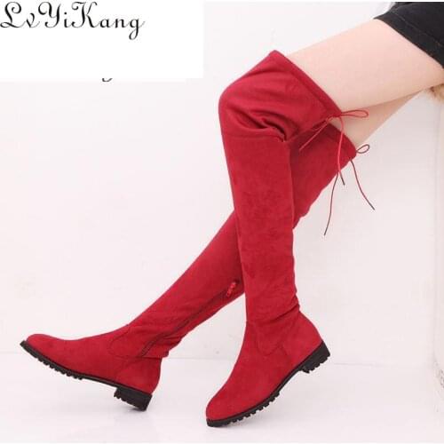 2019 Slim Boots Sexy Over The Knee High Suede Women Snow Boots Womens Fashion Winter Thigh High Boots Shoes Woman Botas Mujer