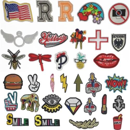 Wings ring badge can be sewn childrens jeans jacket fabric embroidery DIY clothing craft supplies accessories 1PCS for sale