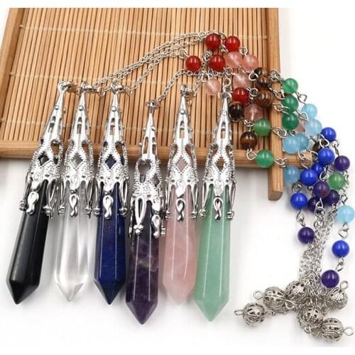 1PC Natural Crystal Gemstone Pendant Jewellery Pendulum chakra meditation Mineral Natural stones and minerals