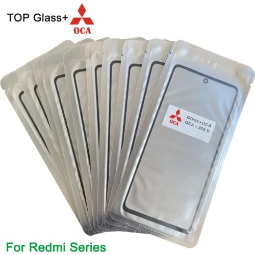 10Pcs Laminate OCA Glass For Xiaomi A3 7 8 SE 9 For Redmi 8 8A 9A Note 8 Pro 9 10x Front Glass LCD Outer Display Panel Top Lens
