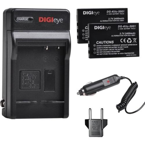 2Pcs KLIC-5001 DB-L50 Battery + Charger Kit for Kodak EasyShare DX6490 DX7440 DX7590 DX7630 P712 P850 P880 Z730 Z760 Z7590