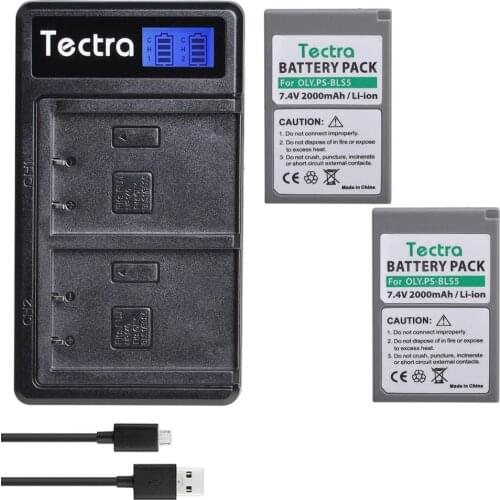 2000mAh PS-BLS5 BLS-5 BLS50 BLS-50 BLS5 Battery+LCD Dual Charger for Olympus PEN E-PL2,E-PL5,E-PL6,E-PL7,E-PM2, OM-D E-M10