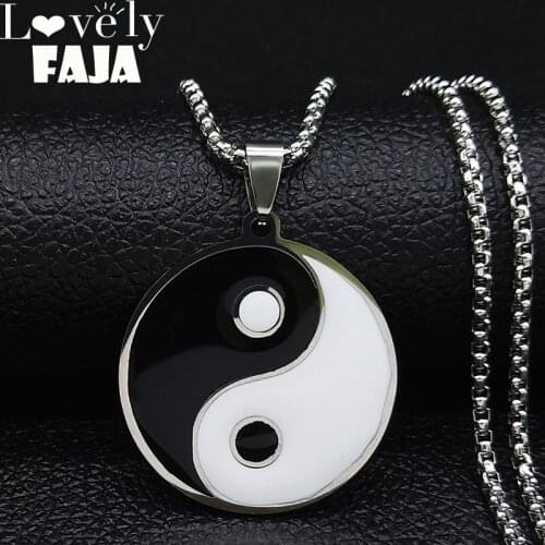 2021 Fashion Yin and Yang Gossip Taiji Stainless Steel Necklaces for Women/Men Statement Necklace Jewelry bisuteria NXH31S03