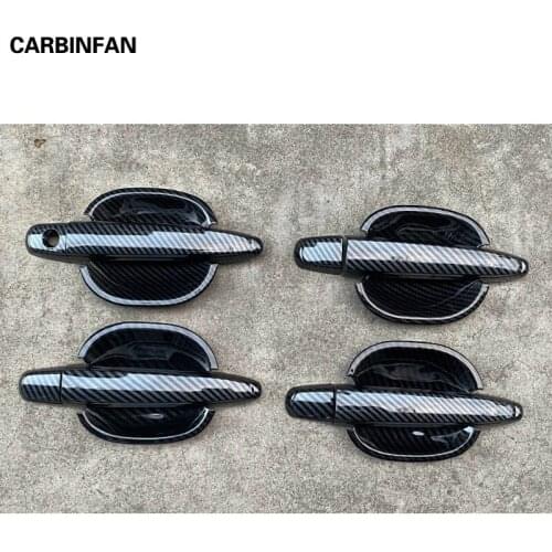 ABS Chrome Carbon Fiber Car Side Door Handle Cover Trim Sticker Car Accessories for Toyota Highlander 2009-2014