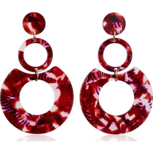 Acrylic Earrings 2021 Fashion New Temperament Earrings Sweet And Exaggerated Geometric Multi-layer Circle Acetate Plate Earrings