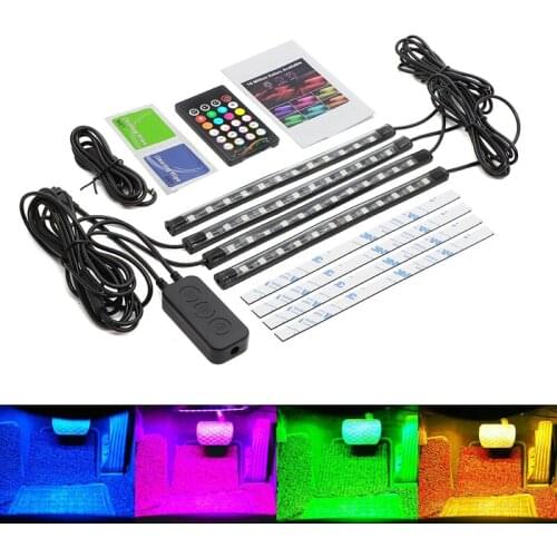 Car Interior Lighting Led Atmosphere Light Auto Led Decoration Lights Strip Light Usb Port Car Light Bar W/ Remote Music Control