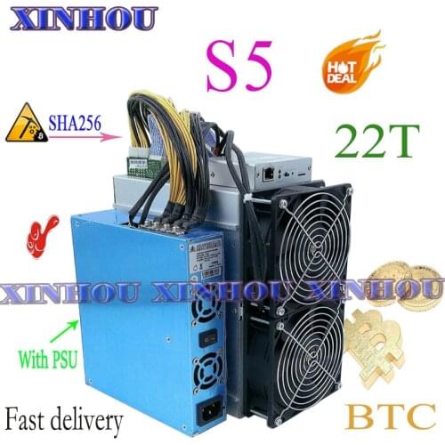 Used BTC BCH miner XinHou S5 22T SHA256 ASIC miner With PSU Economic than M20S M21S M30S T3 T2T Antminer S9 S17 S17e E12+ A1 T2