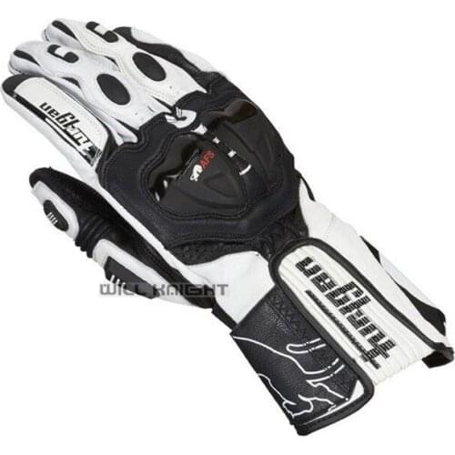 White Black Leather Glove Motorcycle Dirt Bike Off-road Touring Trip Rider Windproof Gloves