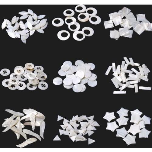 White Natural Shell Mother of Pearl Beads Charms Freshwater Pearl Shell Beads Connectors for Jewelry Making Necklace DIY Craft