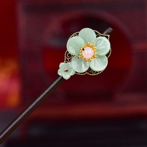 Chinese Hair Accessories Flower Hair Stick Retro Style Wooden Hairpin Jewelry Gifts for Girlfriend