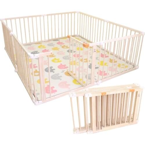 Foldable Baby Playfence Indoor Outdoor Game Solid Wood Childrens Playpen Baby Toddler Playhouse Play Yards Safety