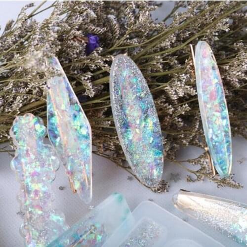 DIY Hairpin Resin Mold Crystal Epoxy Hairpin Geometric Shape Silicone Mold Handmade Head Flowers Hairpin Pendant Earring Mold