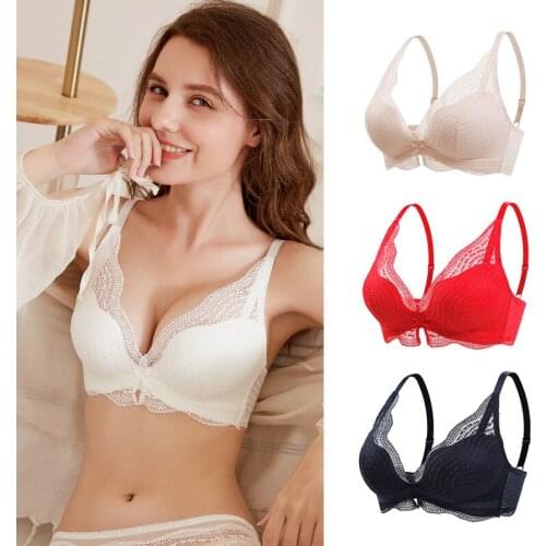 Dreem Female Sexy Underwear Set Women AB Medium Thick Cup Wire-Free Push up Exquisite Lace Lingerie Underpants Bra & Brief Sets