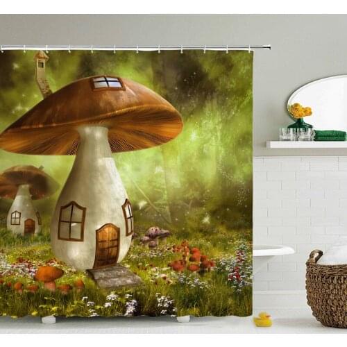 Fairy Dream Forest Shower Curtain Waterproof Bathroom Curtain Polyester Cartoon Fantasy Bath Curtain Home Decoration With Hooks