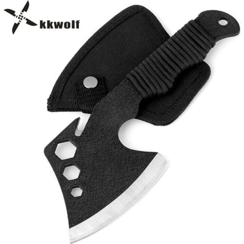 KKWOLF Special Shape Portable Axe 440C steel Camping Axe Survival Tomahawk Hunting Hatchet Boning Knife Chopping Meat EDC Tools
