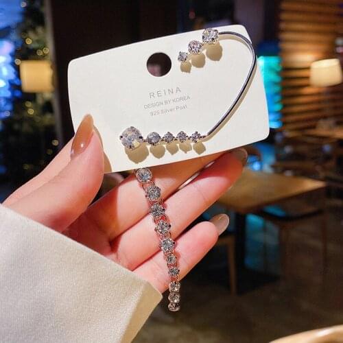 Fashion Full Zircon Long Section Women Earrings Without Ear Holes Ultra-flash Advanced Sense