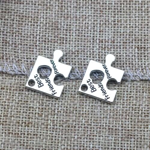 20 Pieces/Lot 16*22mm Tibetan Silver Plated Alloy Letter Printed Best Friends Forever Puzzle Charm Pendant