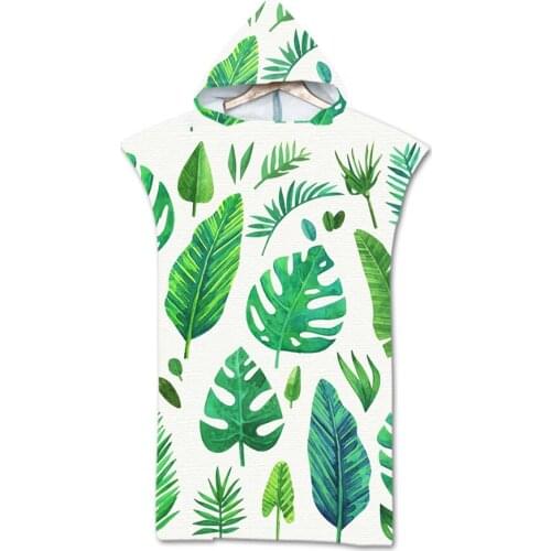 New leaves geometry Towel Adult Microfiber Dressing Robe Hooded Bath Towel Swimming Surfing Beachwear