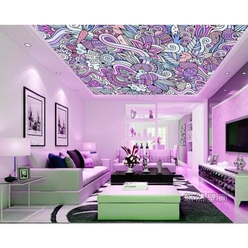 Custom 3d ceiling wallpaper Purple Retro Ethnic wallpaper for walls 3 d ceiling murals photo wallpaper Creative ceiling