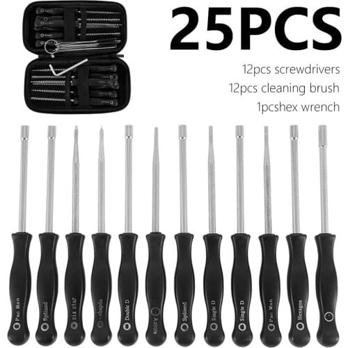 25 Pcs/set Professional Screwdriver Carburetor Adjustment Tool Multi-head Tune-up Bolt Key Car Repair Maintenance Set with Brush