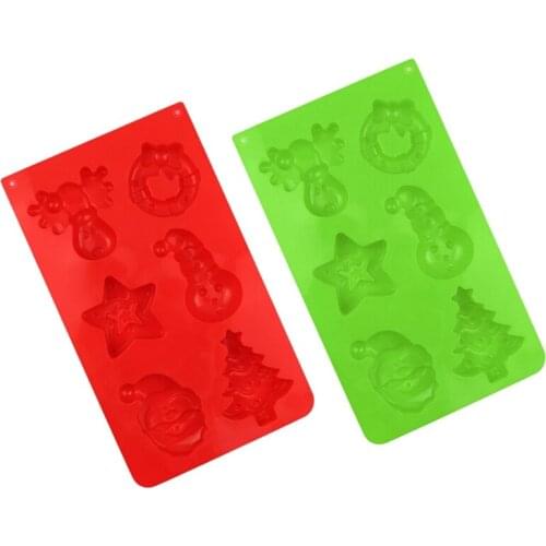 Christmas Tree Santa Claus Snowman Elk Star Shape 3D Silicone Candy Mold Cake Cupcake Decorating Tool Polymer Clay Molds F19B