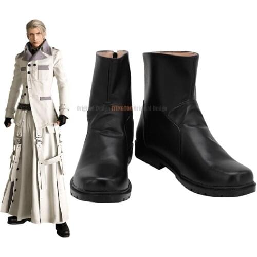 Rufus Shinra Boots Cosplay Final Fantasy VII Remake Rufus Cosplay Shoes Customized Black Boots for Unisex